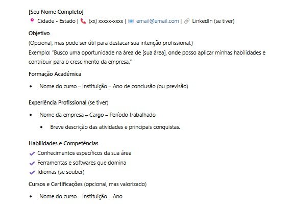 exemplo de currículo objetivo