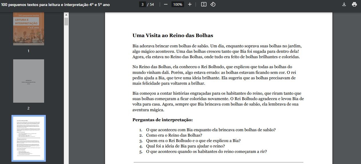 100 pequenos textos para leitura e interpretação 4º e 5º anos