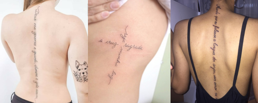 tatuagem frase nas costas vertical