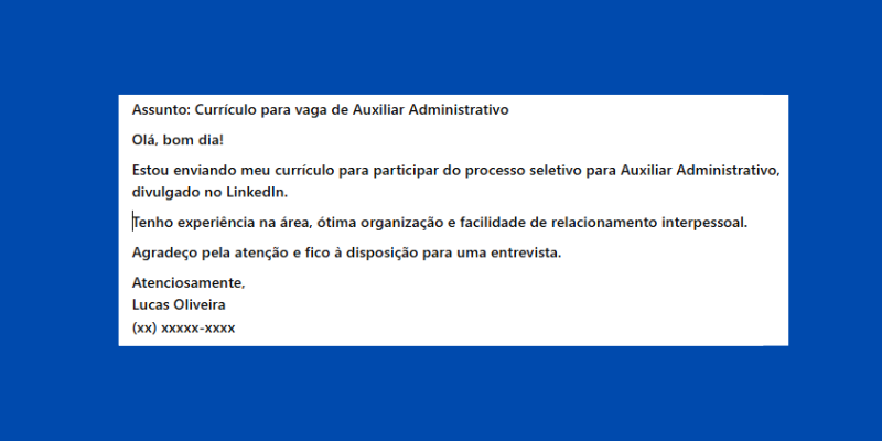 exemplos de textos para enviar curriculo por email
