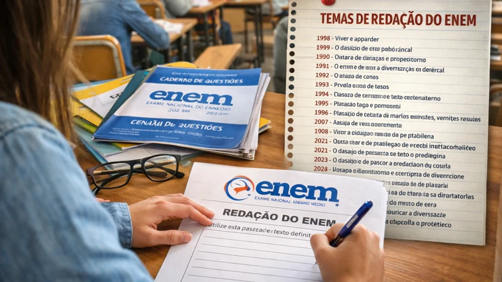 todos os temas de redação do Enem desde 1998