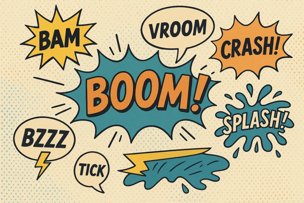 exemplo de onomatopeia em frases