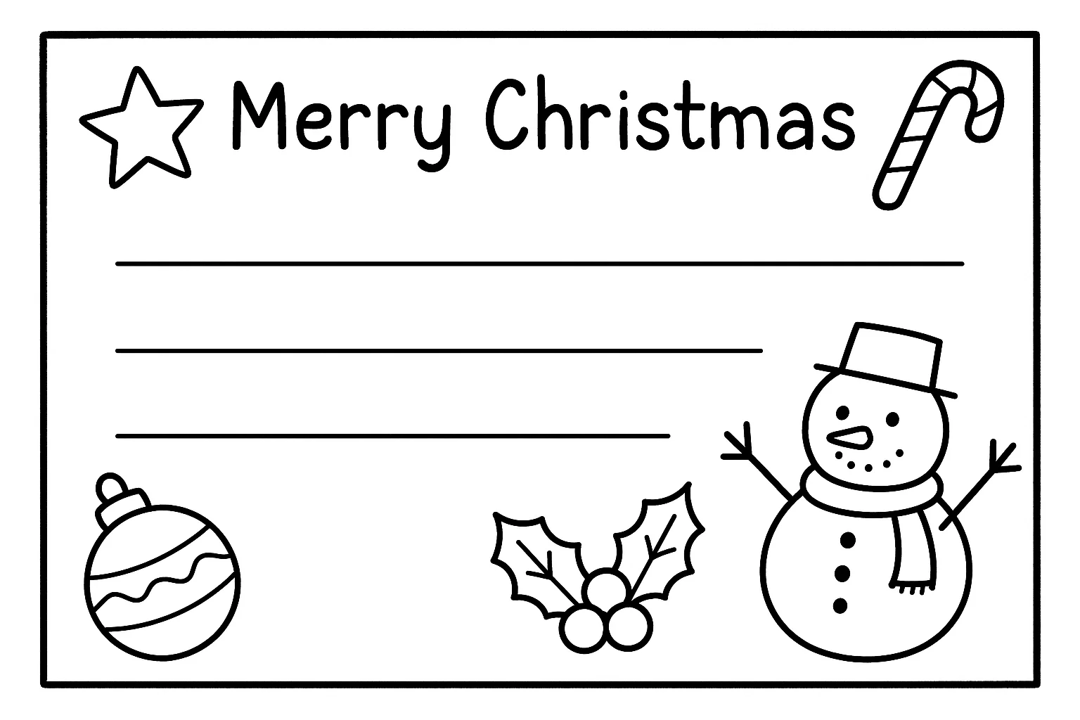 Cartão de Natal em branco para escrever