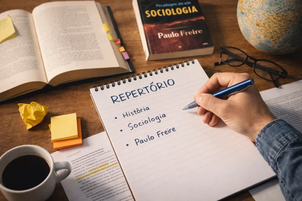 o que é repertório na redação