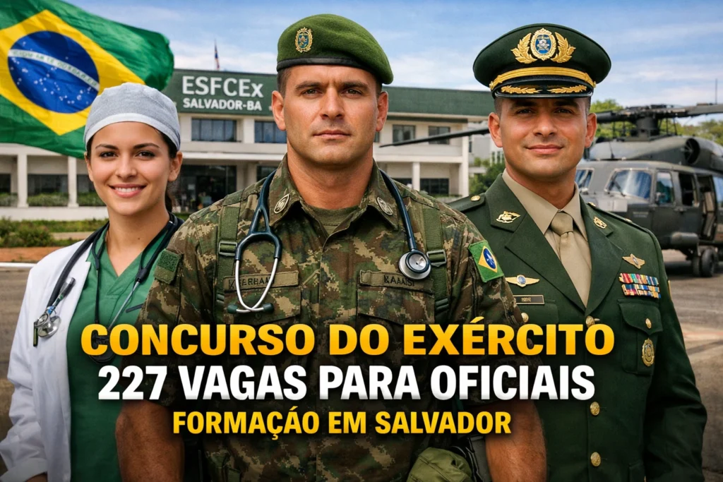 Exército abre concurso com 227 vagas para nível superior e formação em Salvador com início previsto para 2027