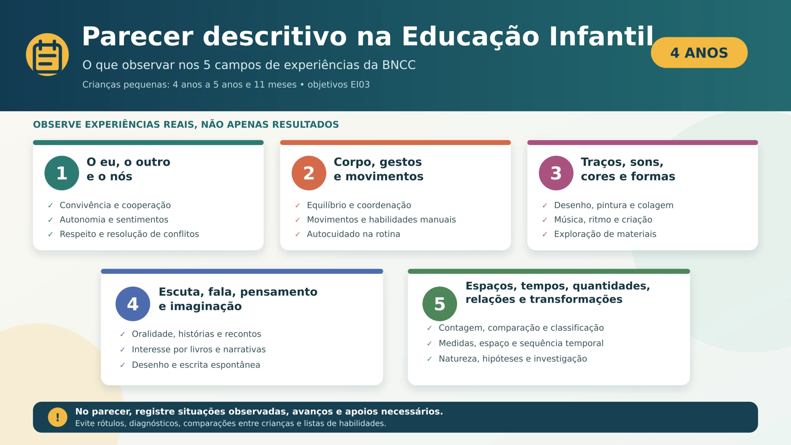 parecer descritivo educação infantil