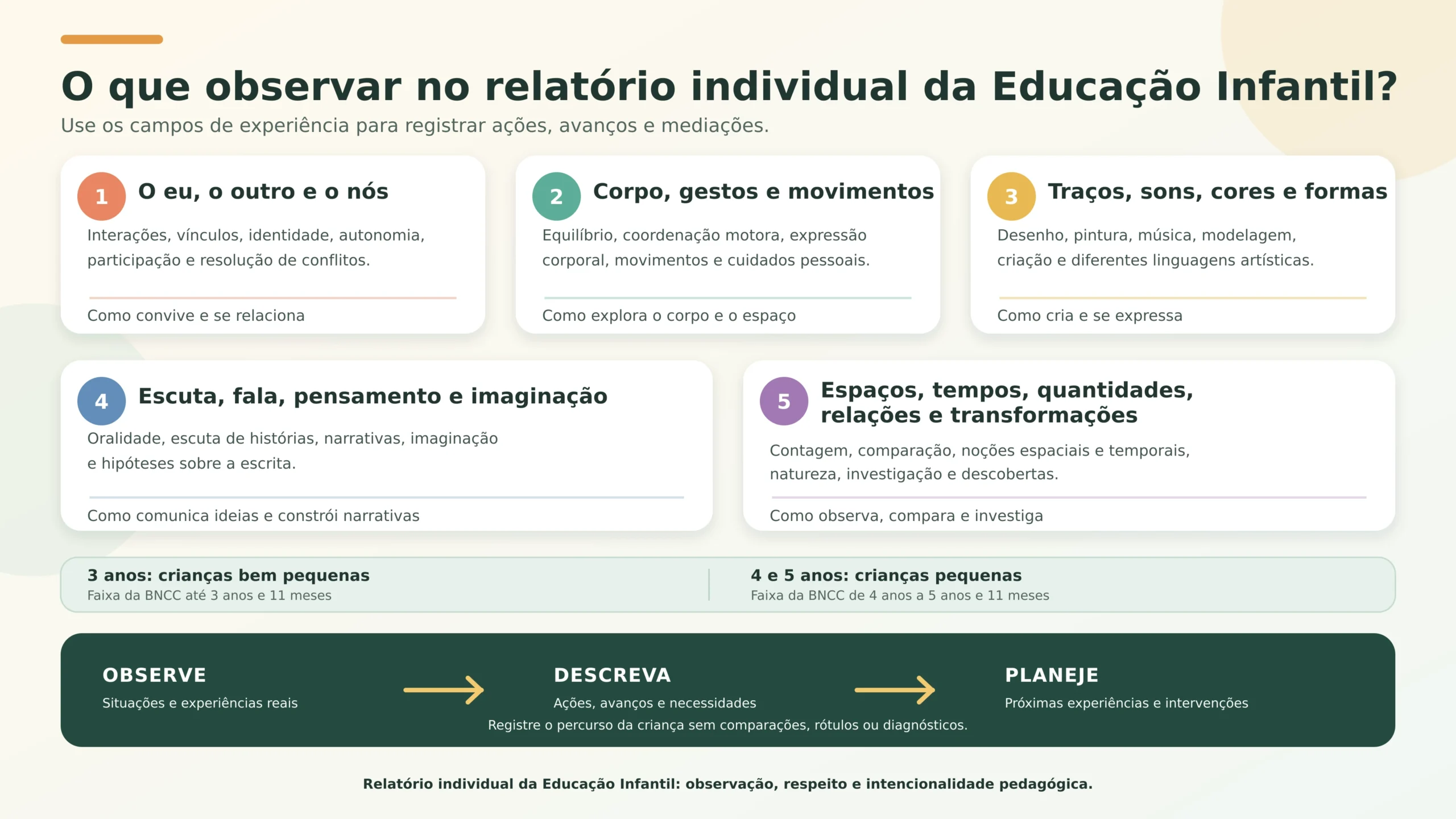 relatório individual Educação Infantil 4 anos de acordo com a BNCC
